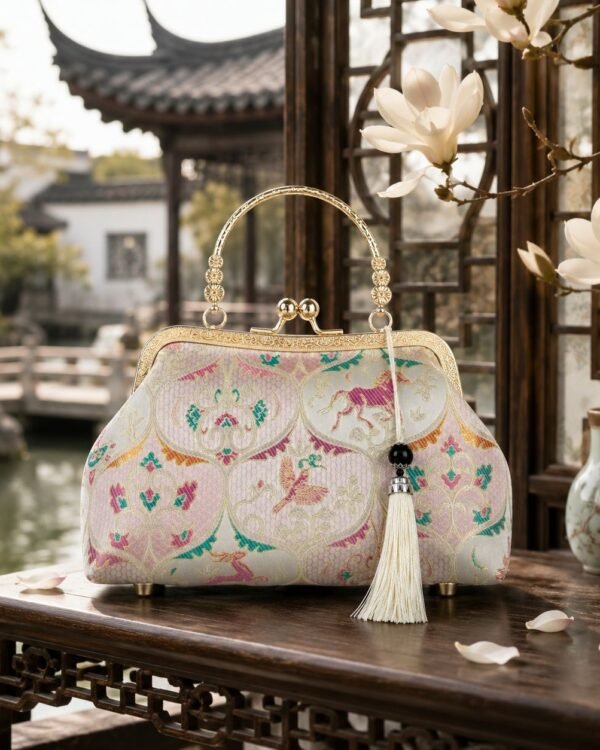 Cheongsam-style bag that can be worn crossbody, as a shoulder bag, or carried by hand