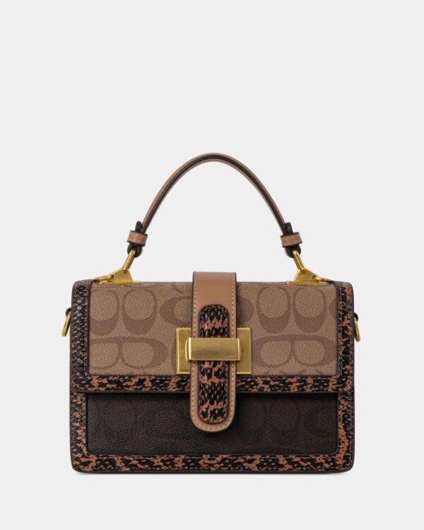 Vintage Print and Snake Skin Pattern Small Square Bag