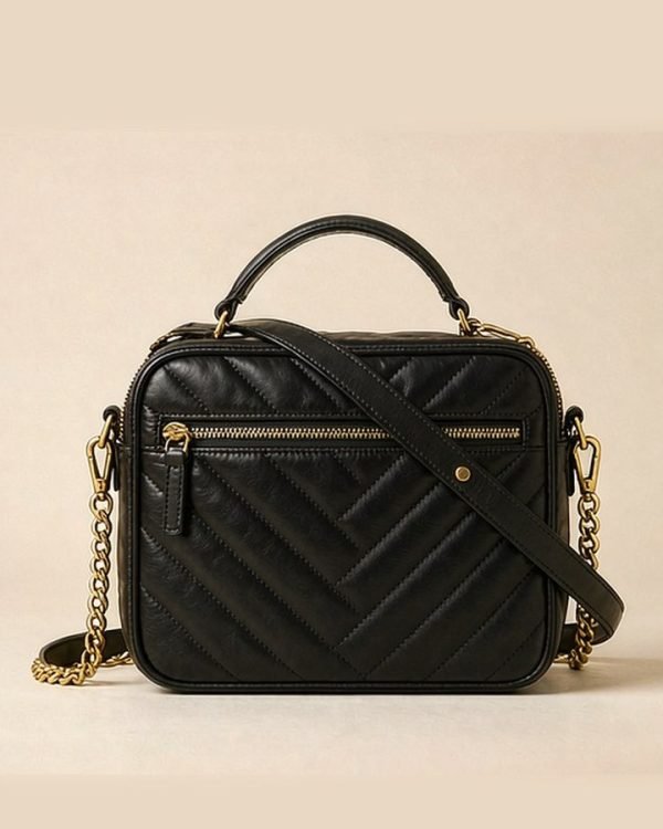 Black Chevron Quilted Camera Bag