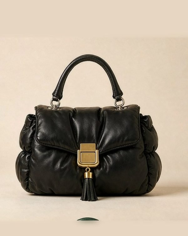 Black Quilted Puffer Shoulder Bag