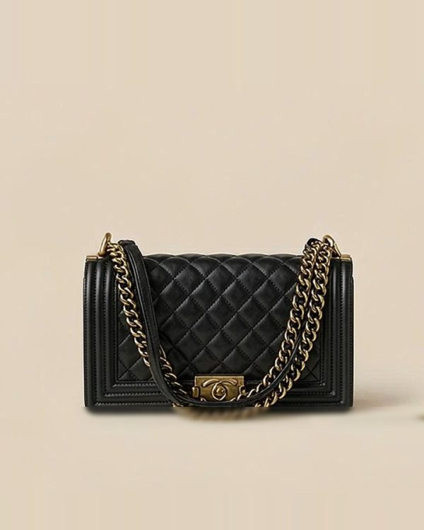 Quilted Lambskin Flap Bag Gold Chain 25cm